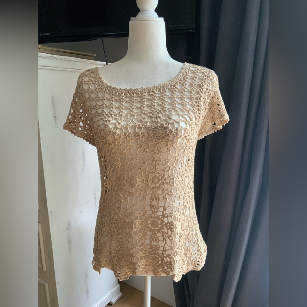 Willie Smith Tan Crochet Top